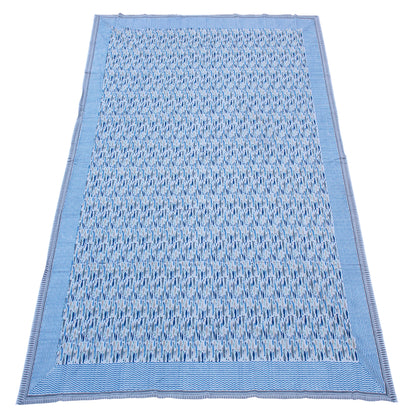 Block Print Tablecloth Cotton, Bohemian Table Cover, Rustic Dining Decor - 90x108