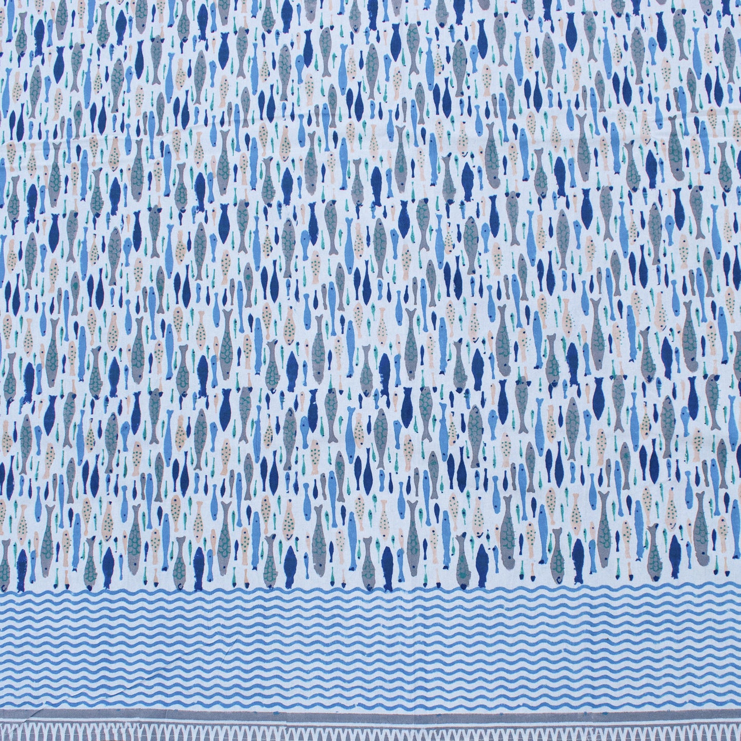 Block Print Tablecloth Cotton, Bohemian Table Cover, Rustic Dining Decor - 90x108