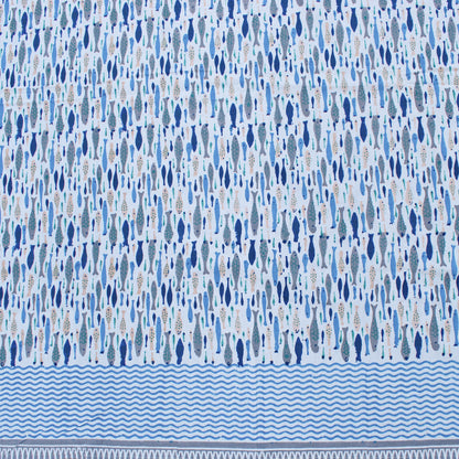 Block Print Tablecloth Cotton, Bohemian Table Cover, Rustic Dining Decor - 90x108