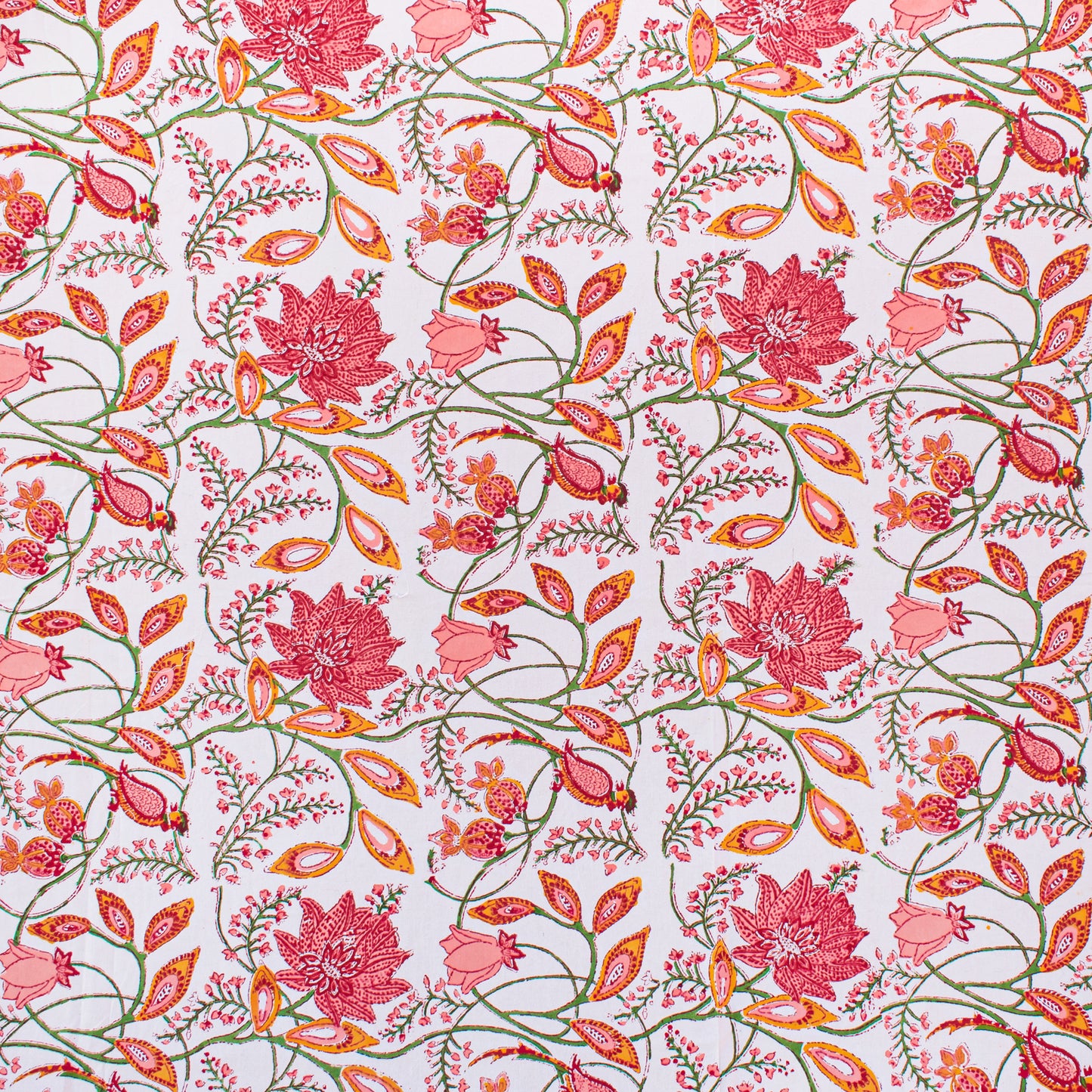 Hand Block Print Cotton Tablecloth, Boho Floral Table Cover, Handmade Dining Decor - 90x108