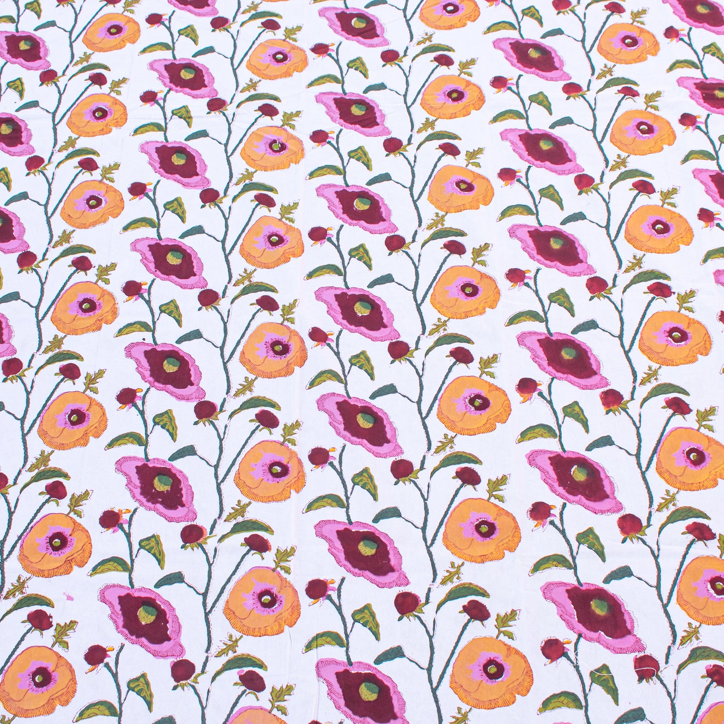 Block Print Cotton Tablecloth, Boho Table Cover, Farmhouse Dining Linen - 90x108