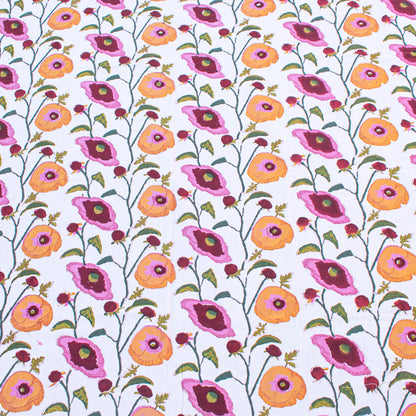 Block Print Cotton Tablecloth, Boho Table Cover, Farmhouse Dining Linen - 90x108