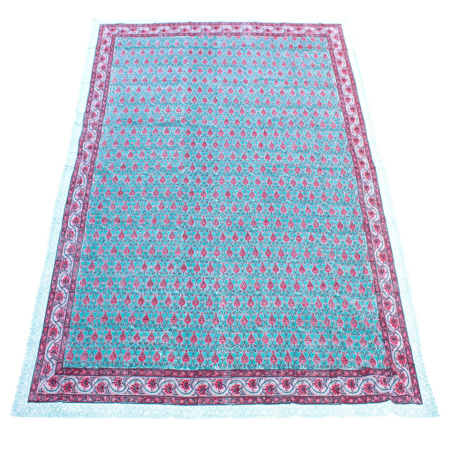 Handmade Cotton Tablecloth, Block Print Dining Cover, Farmhouse Kitchen Decor - 90x108