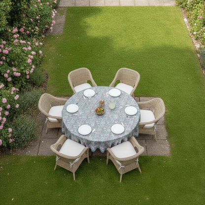 Floral Block Printed Cotton Tablecloth, Boho Table Linen, Handmade Home Decor - 90x108