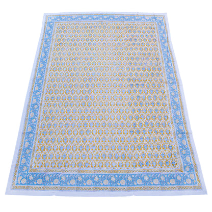 Traditional Block Print Tablecloth, Cotton Dining Cover, Artisan Home Linen - 90x108