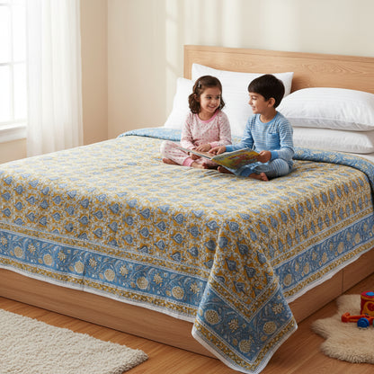 Traditional Block Print Tablecloth, Cotton Dining Cover, Artisan Home Linen - 90x108