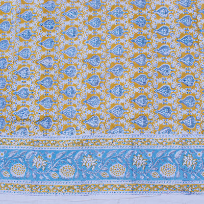 Traditional Block Print Tablecloth, Cotton Dining Cover, Artisan Home Linen - 90x108