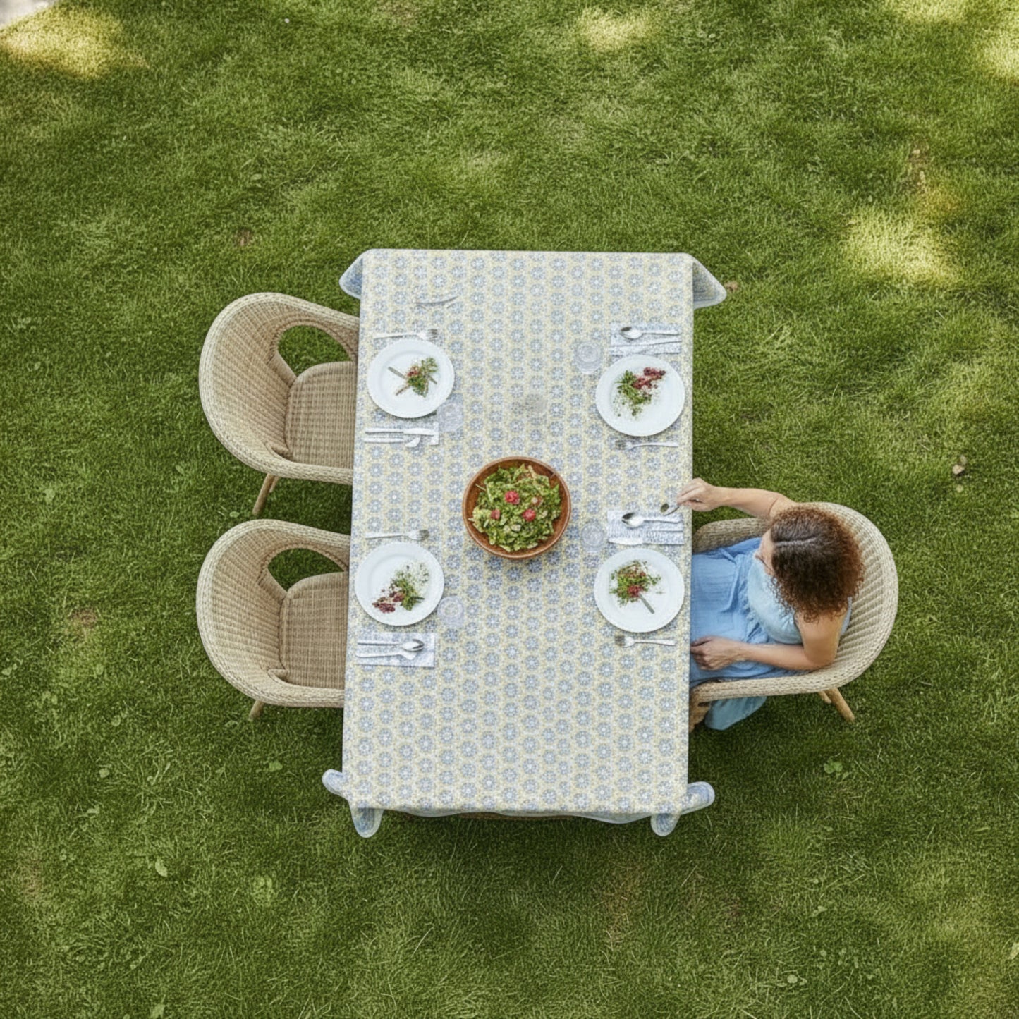 Traditional Block Print Tablecloth, Cotton Dining Cover, Artisan Home Linen - 90x108