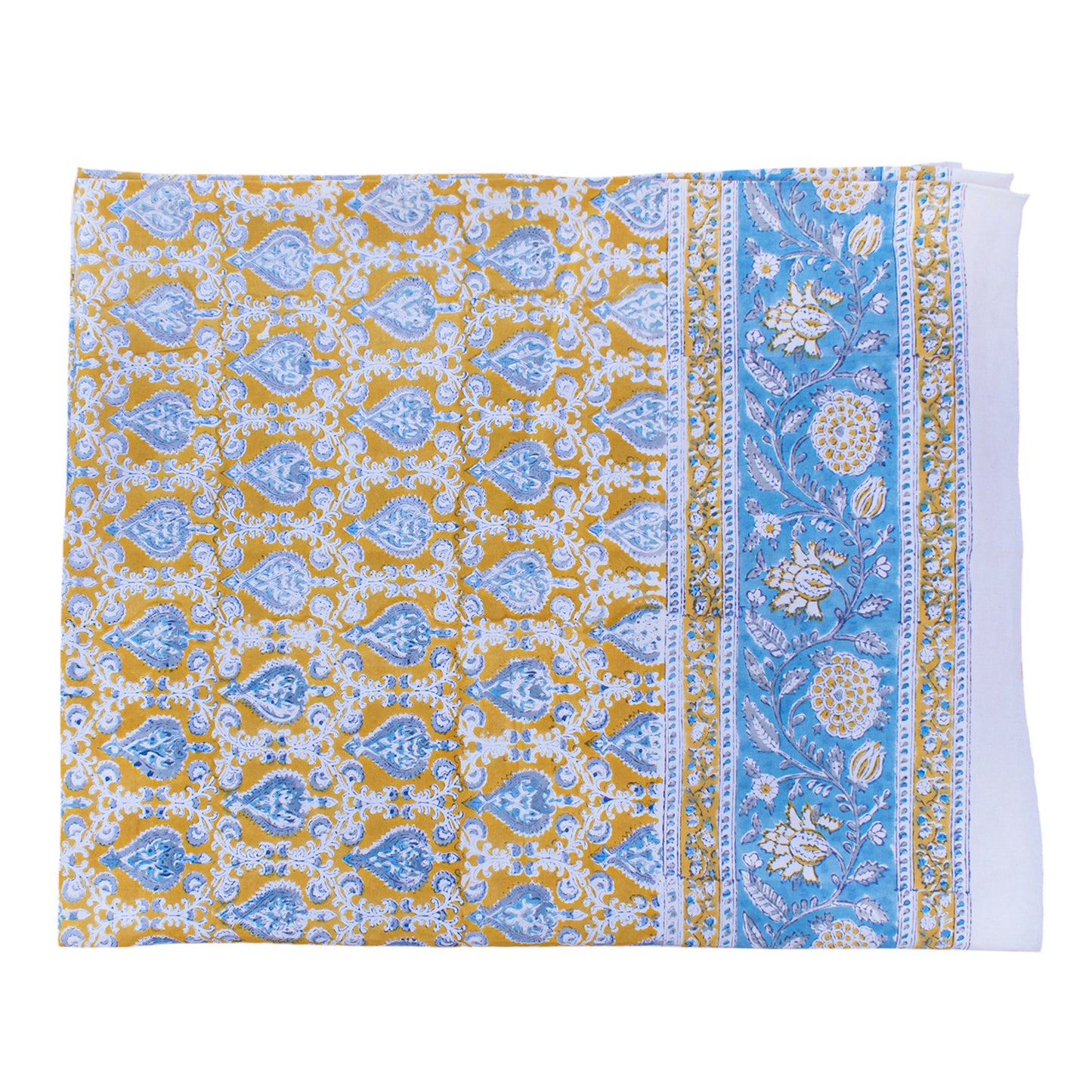 Traditional Block Print Tablecloth, Cotton Dining Cover, Artisan Home Linen - 90x108