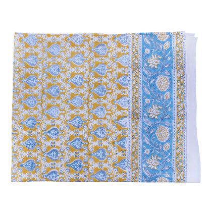 Traditional Block Print Tablecloth, Cotton Dining Cover, Artisan Home Linen - 90x108