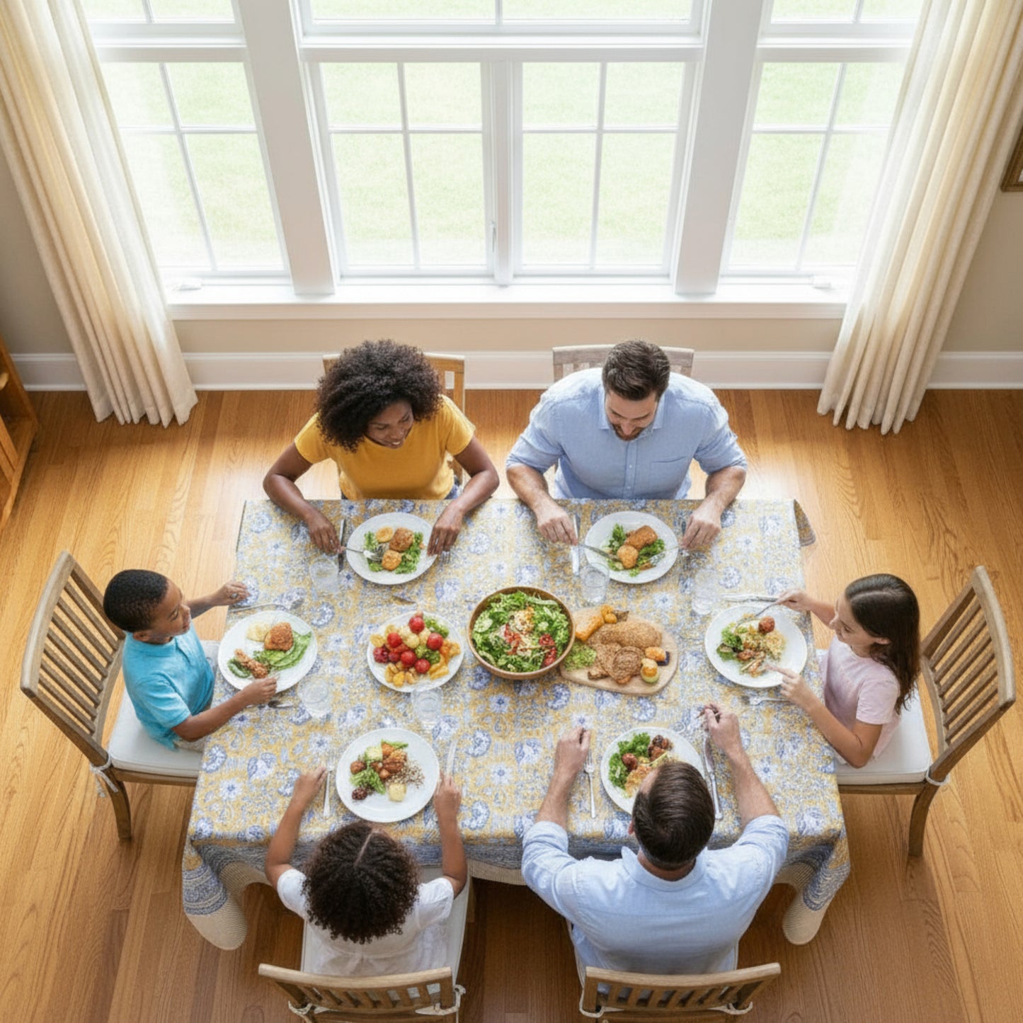 Handmade Block Printed Tablecloth, Cotton Table Cover, Rustic Home Decor - 90x108
