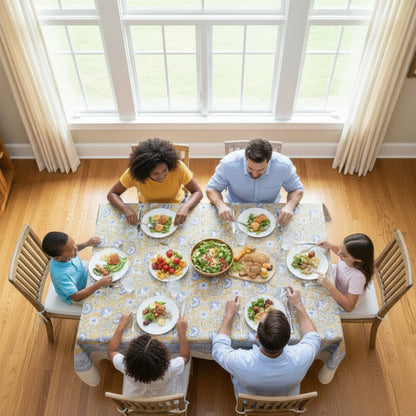 Handmade Block Printed Tablecloth, Cotton Table Cover, Rustic Home Decor - 90x108