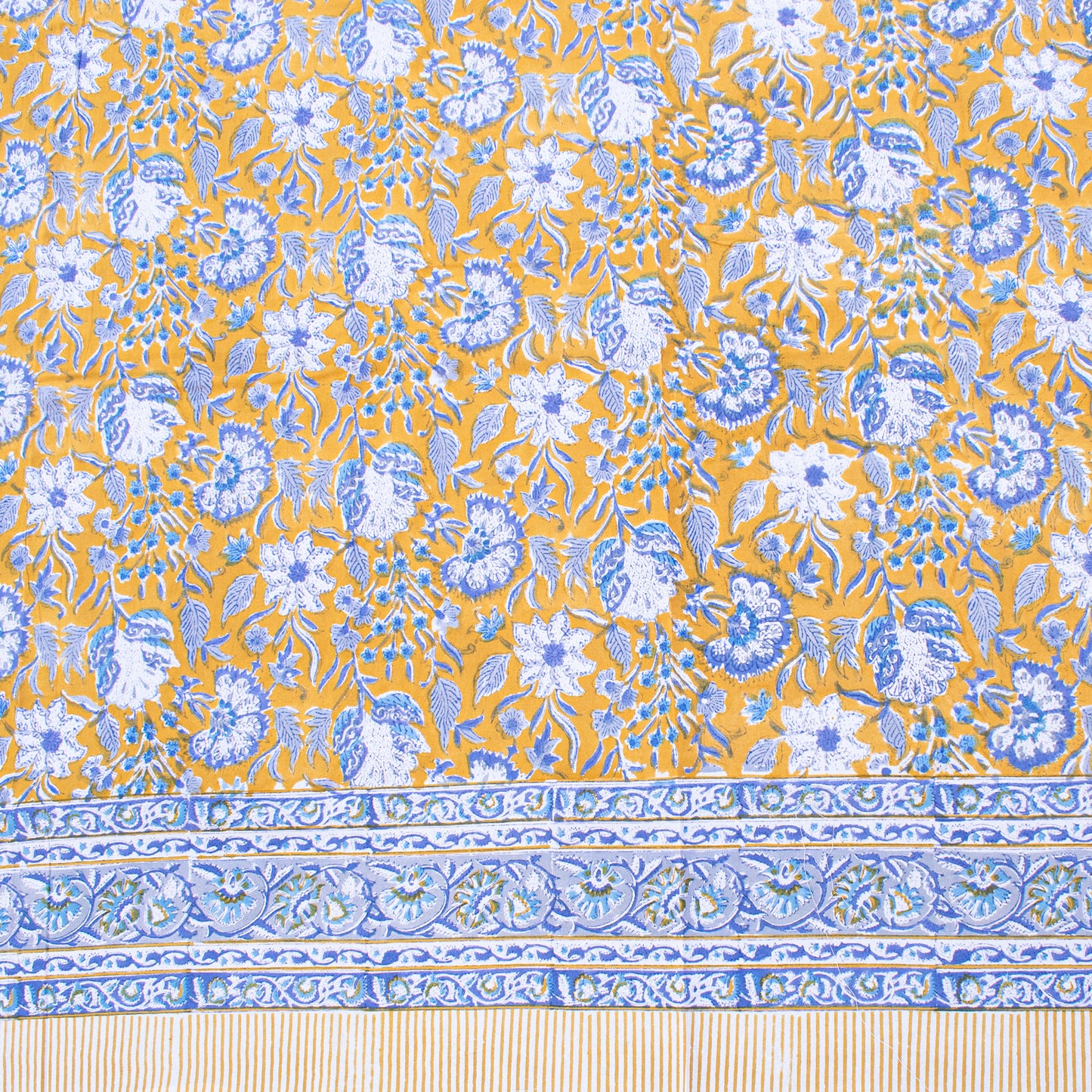 Handmade Block Printed Tablecloth, Cotton Table Cover, Rustic Home Decor - 90x108