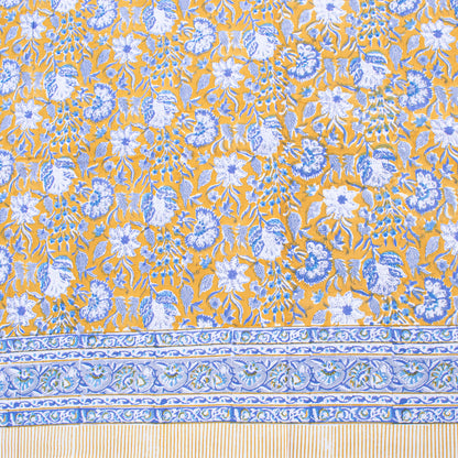 Handmade Block Printed Tablecloth, Cotton Table Cover, Rustic Home Decor - 90x108