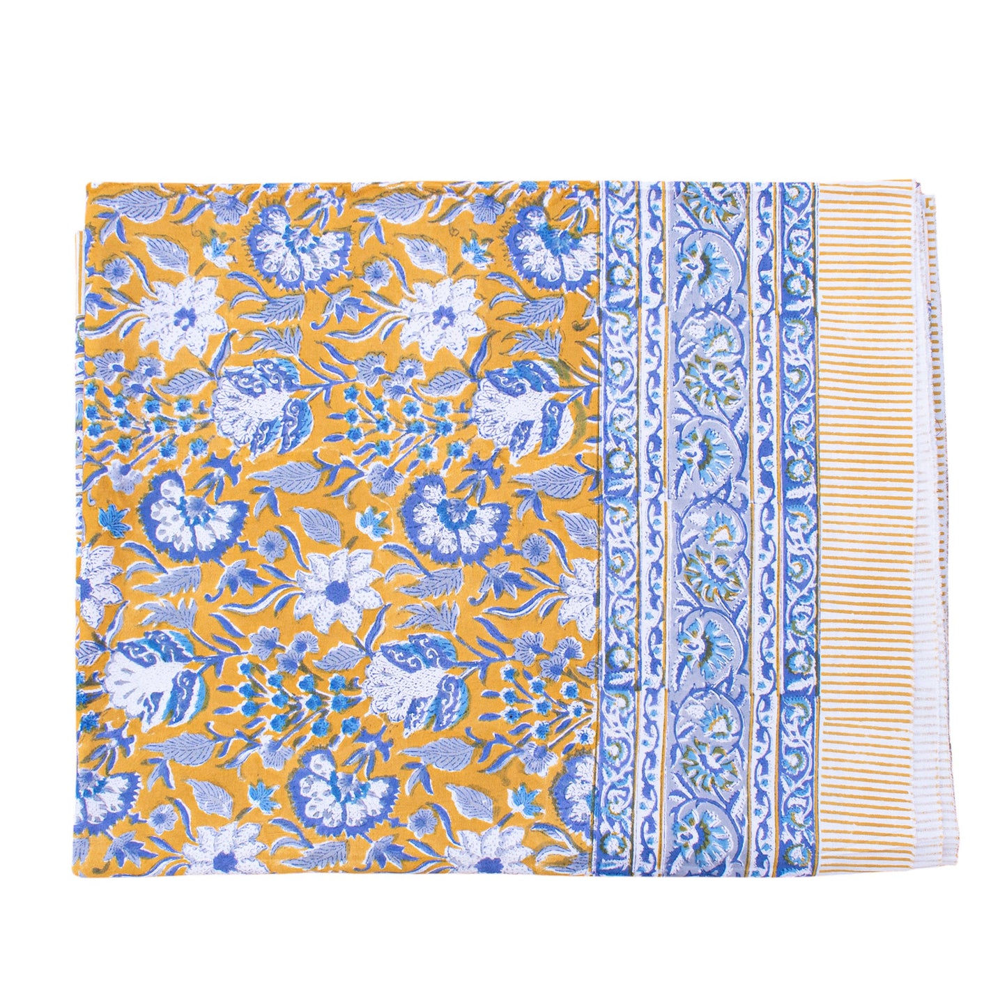 Handmade Block Printed Tablecloth, Cotton Table Cover, Rustic Home Decor - 90x108