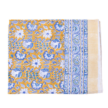Handmade Block Printed Tablecloth, Cotton Table Cover, Rustic Home Decor - 90x108