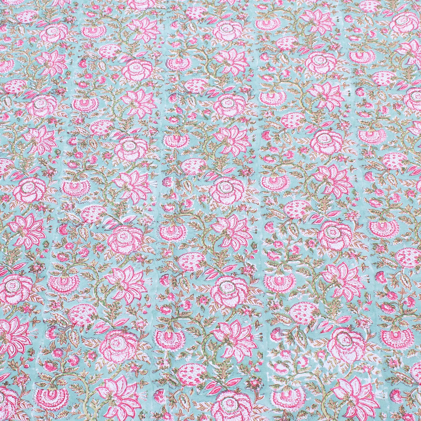 Floral Block Print Tablecloth, Cotton Dining Table Cover, Boho Style Linen - 90x108