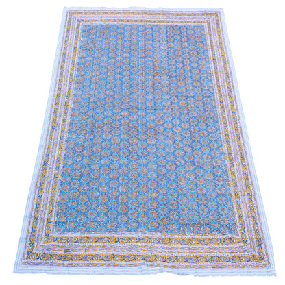 Indian Block Print Cotton Tablecloth, Handmade Dining Decor, Artisan Table Cover - 90x108