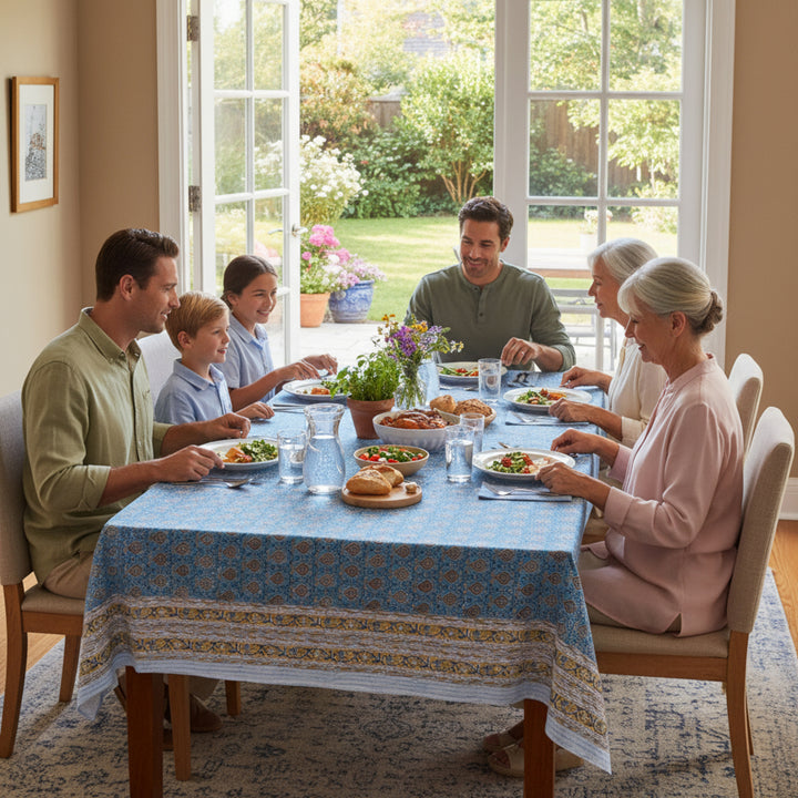 Hand Block Cotton Tablecloth 90x108 | Boho Table Cover