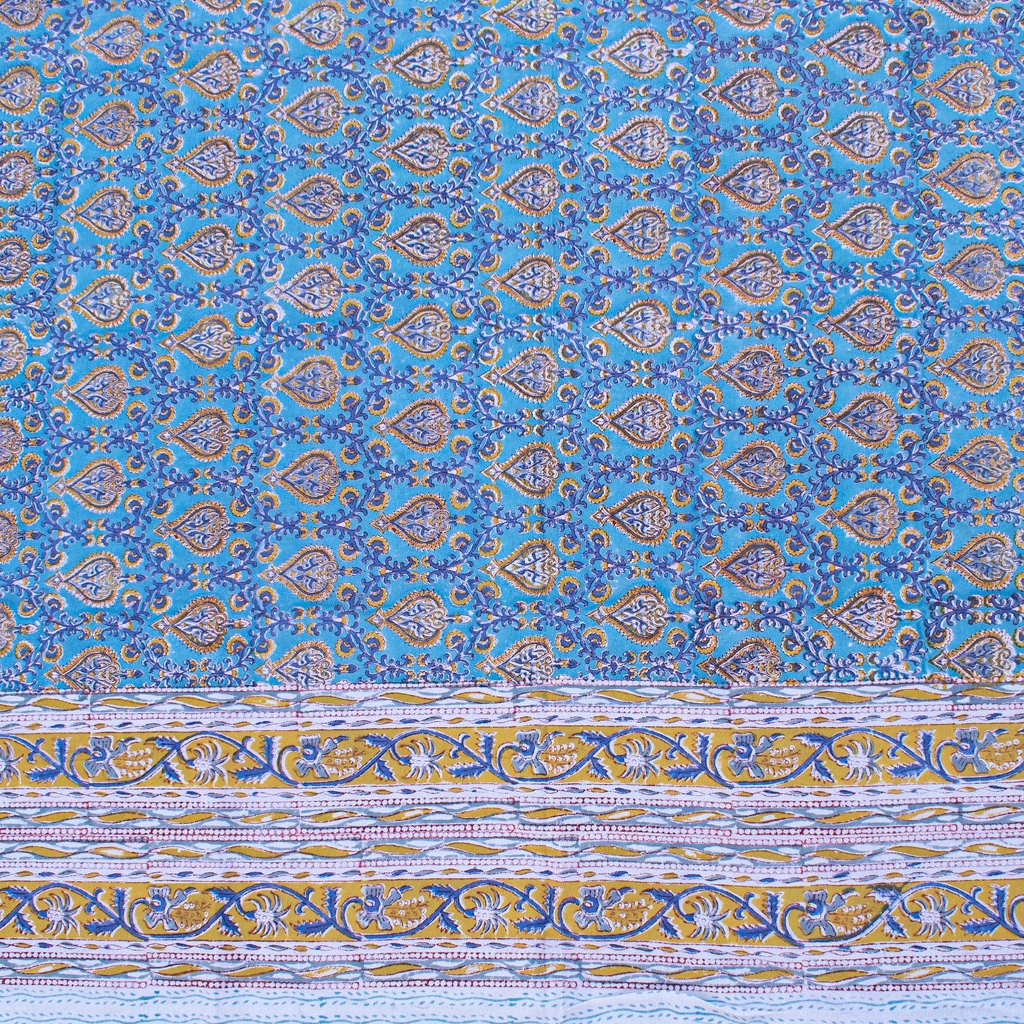 Indian Block Print Cotton Tablecloth, Handmade Dining Decor, Artisan Table Cover - 90x108