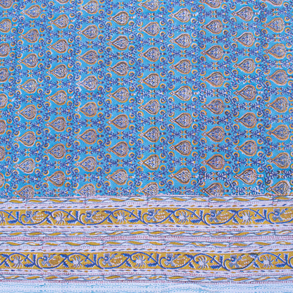 Indian Block Print Cotton Tablecloth, Handmade Dining Decor, Artisan Table Cover - 90x108