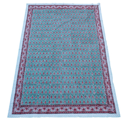 Cotton Tablecloth with Block Print, Boho Dining Table Linen, Handmade Decor - 90x108
