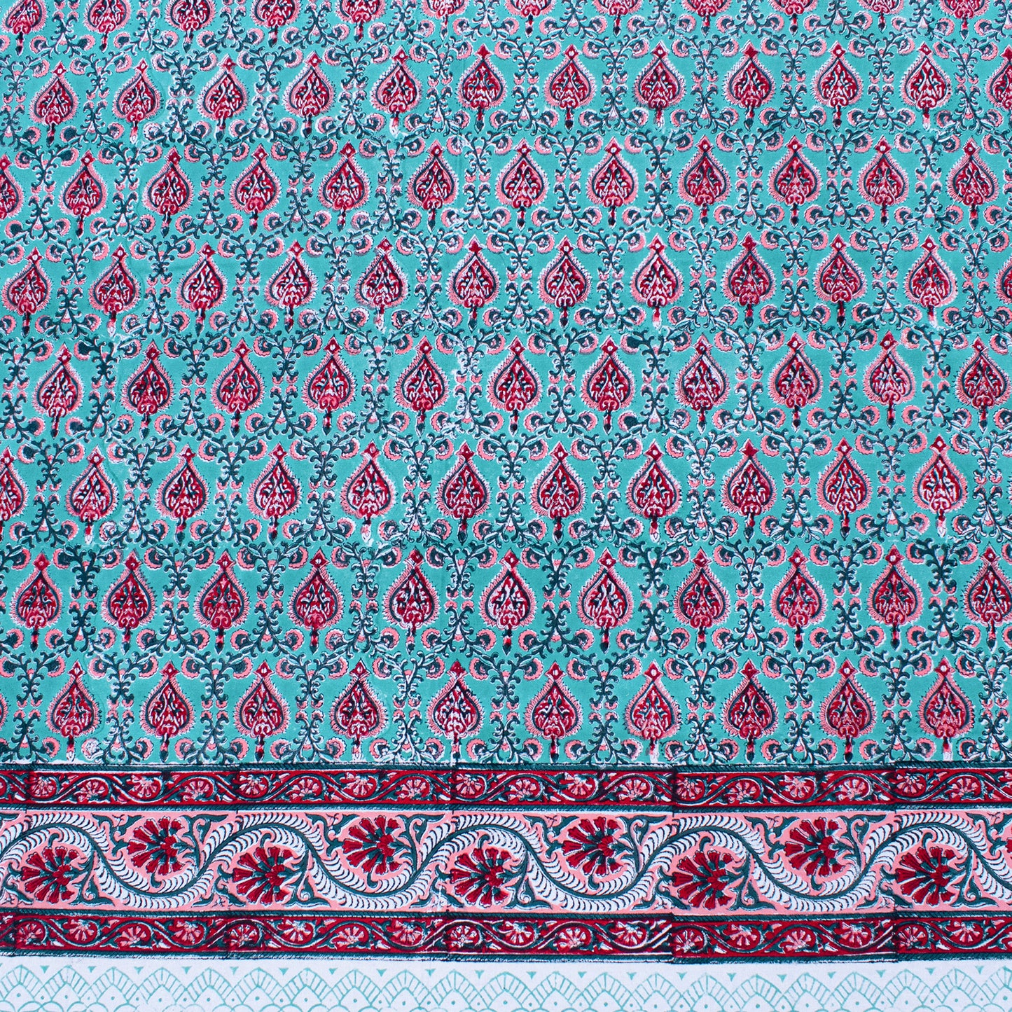 Cotton Tablecloth with Block Print, Boho Dining Table Linen, Handmade Decor - 90x108