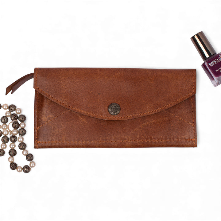 Handmade Leather Makeup Bag | Zip Travel Cosmetic Pouch