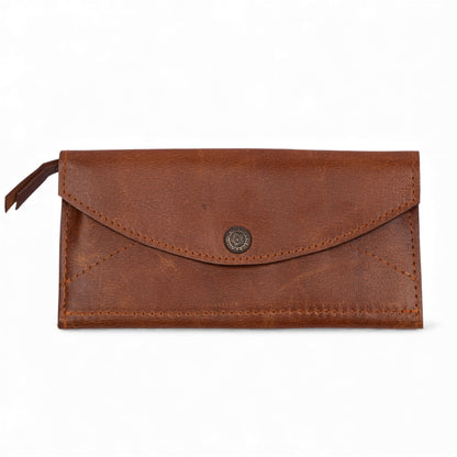 Leather Makeup Pouch with Snap Button – Handmade Travel & Makeup Case - Zipper Pocket