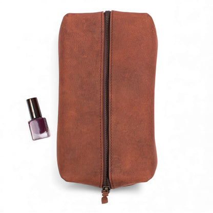 Leather Dopp Kit for Men – Handmade Travel Toiletry Bag with Zipper