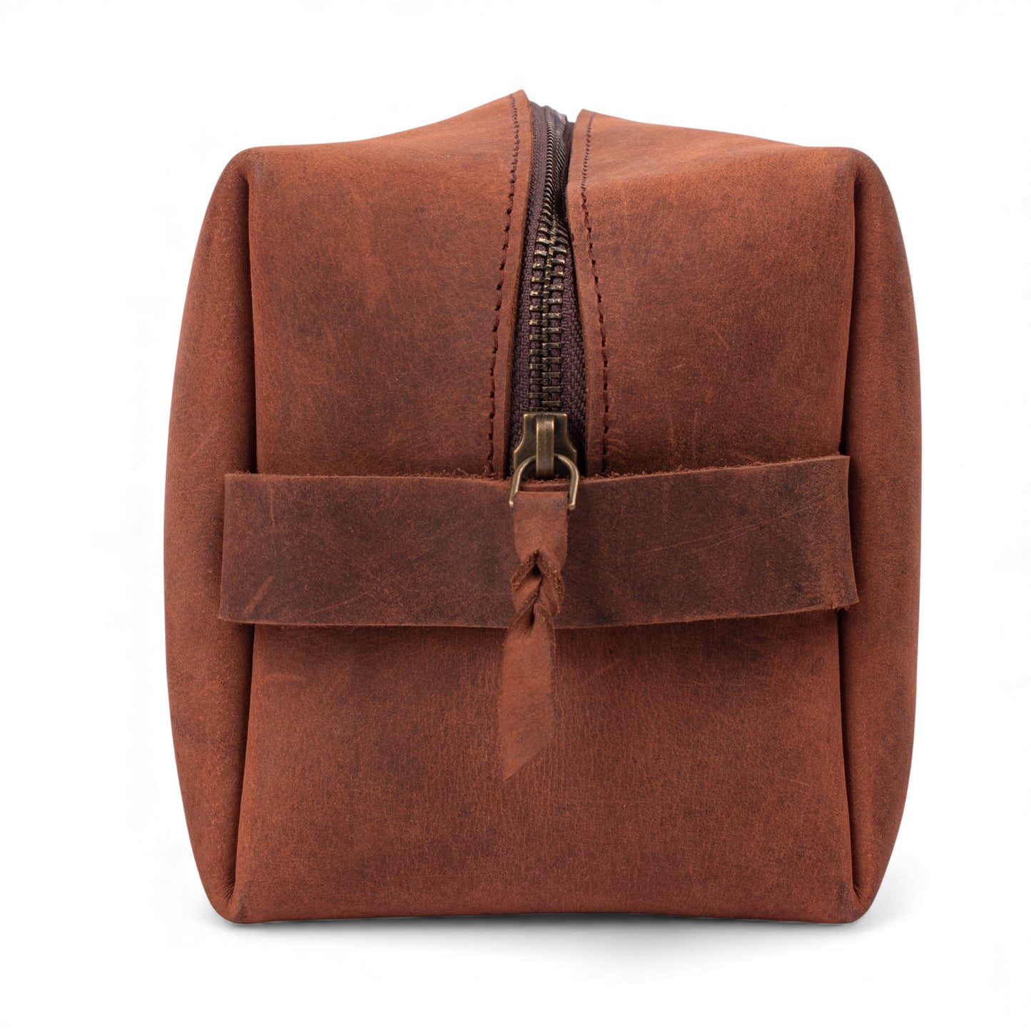 Leather Dopp Kit for Men – Handmade Travel Toiletry Bag with Zipper