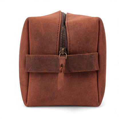 Leather Dopp Kit for Men – Handmade Travel Toiletry Bag with Zipper