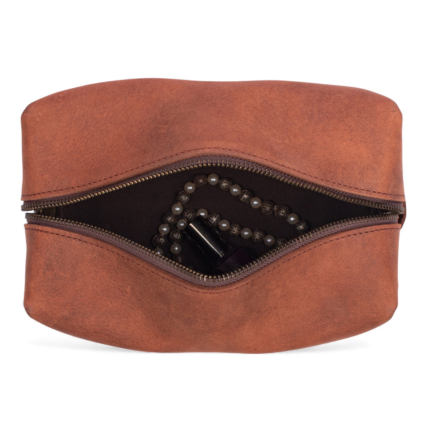 Leather Dopp Kit for Men – Handmade Travel Toiletry Bag with Zipper