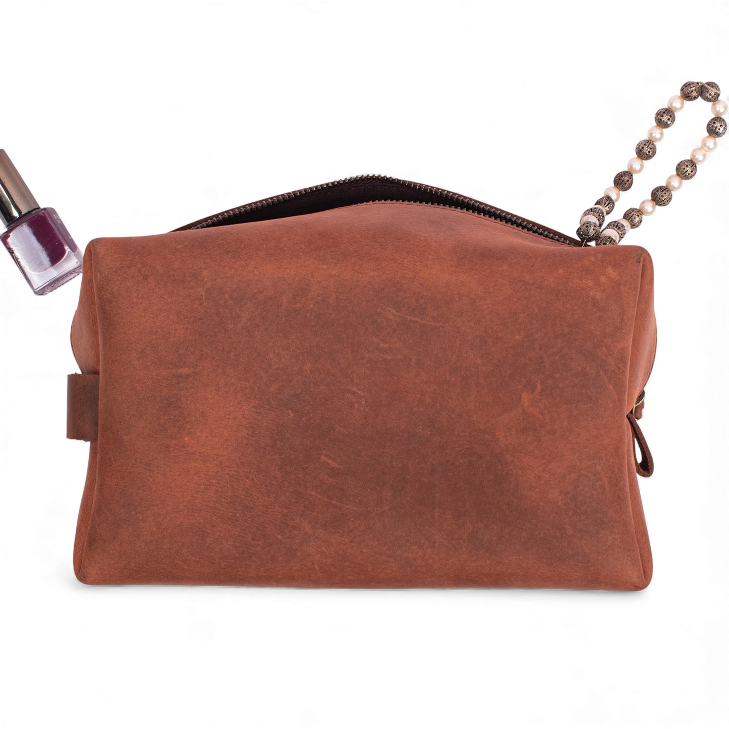 Leather Dopp Kit for Men – Handmade Travel Toiletry Bag with Zipper