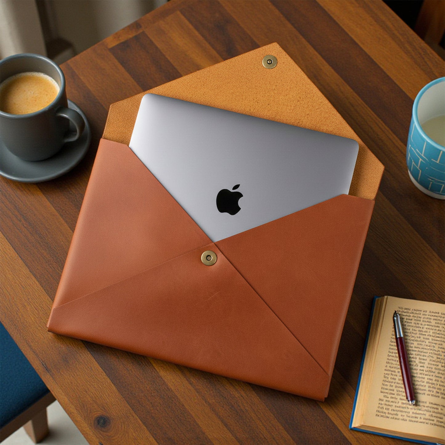 Premium Leather Envelope Laptop Sleeve – Slim Protective MacBook Cover