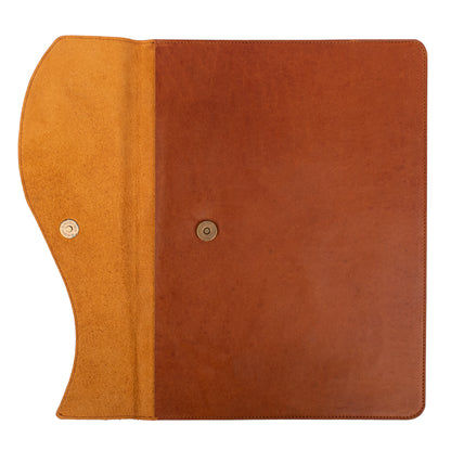 Minimal Leather Laptop Case with Snap Button – Elegant Work & Travel Sleeve - Curve Shape