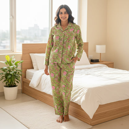 Women's All-Season Cotton PJ Set – Moisture-Wicking, Lightweight Pajamas | Premium Handcrafted Nightwear for Comfort & Style
