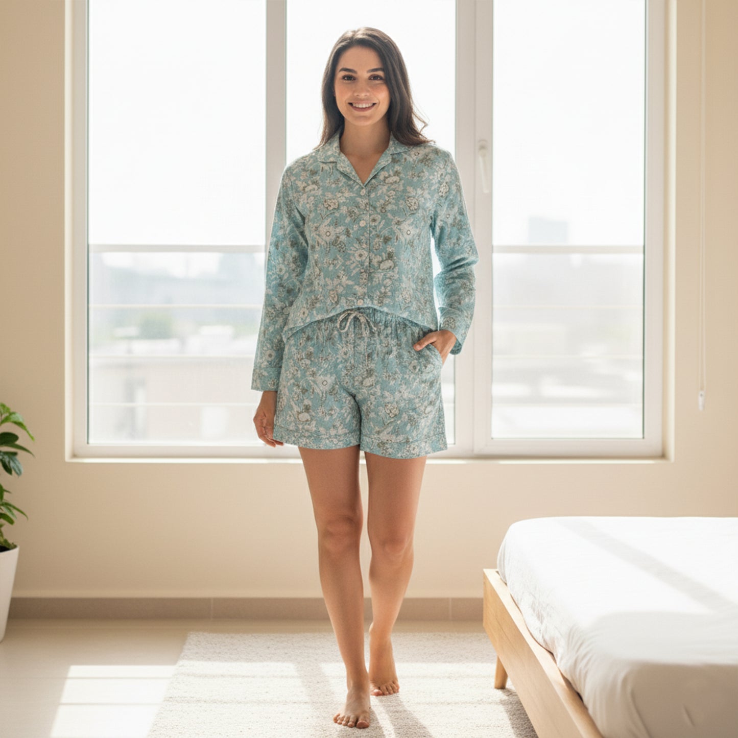 Women's Soft Cotton Pajama Set – Breathable, Lightweight Pajamas with Handcrafted Prints | Premium Sleepwear for Everyday Comfort