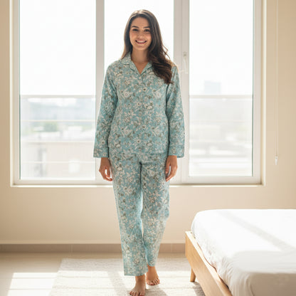 Women's Soft Cotton Pajama Set – Breathable, Lightweight Pajamas with Handcrafted Prints | Premium Sleepwear for Everyday Comfort