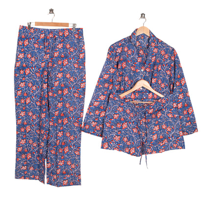 100% Cotton Pajama Set & Sleep PJ Set – Ultra-Comfortable Relaxed Fit Pajamas for Women | Handmade Printed Nightwear