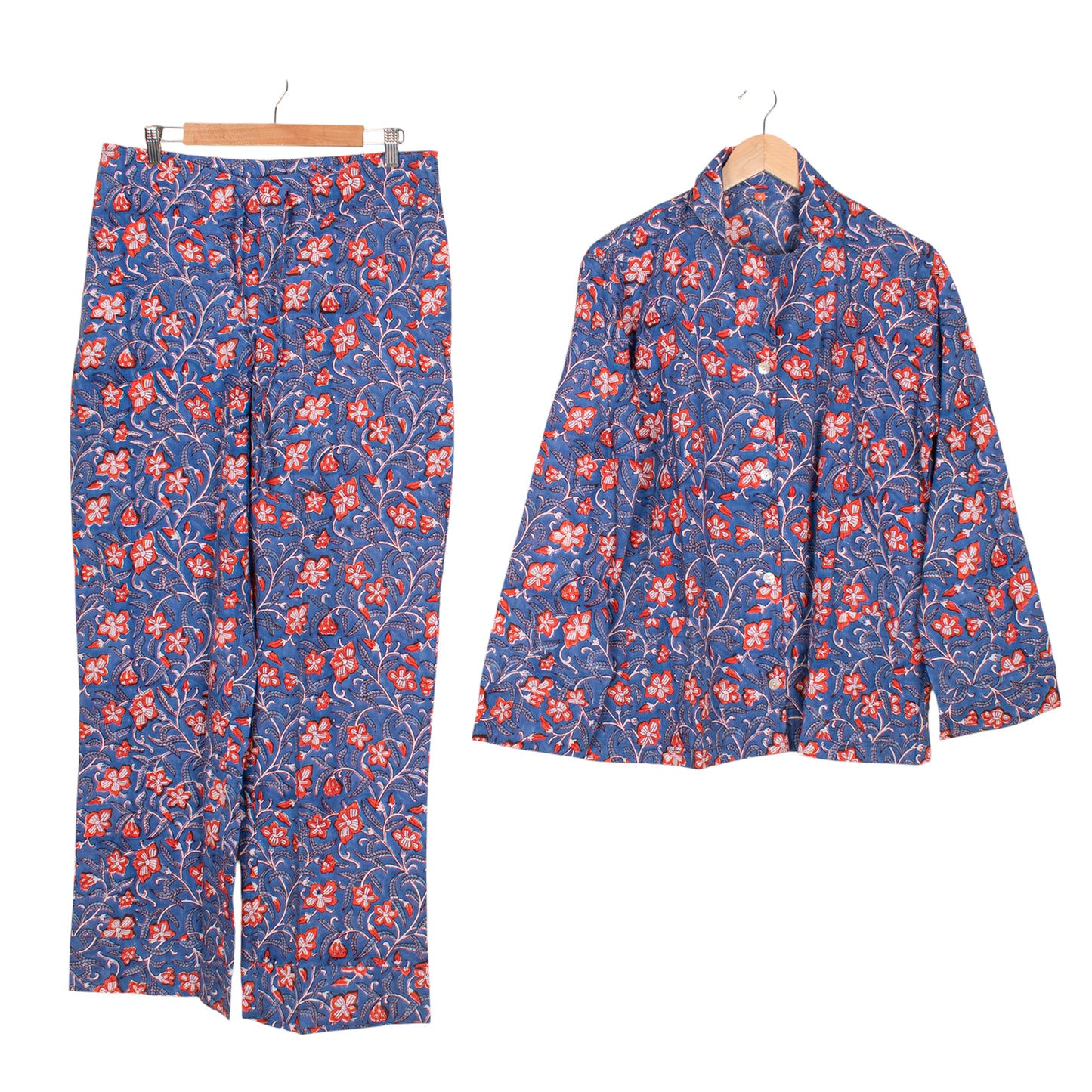 100% Cotton Pajama Set & Sleep PJ Set – Ultra-Comfortable Relaxed Fit Pajamas for Women | Handmade Printed Nightwear