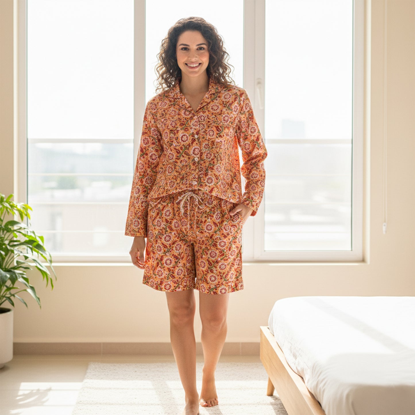 Women's Cotton Co-Ord PJ Set – Softest Pajamas For Women with Artisanal Block Prints | Perfect for Sleep, Lounging & Lazy Weekends