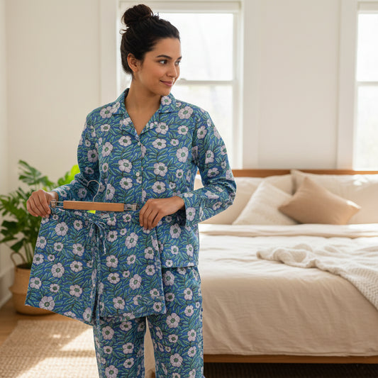 Soft Cotton Printed Pajama Set for Women – Comfortable, Skin-Friendly Nightwear | Premium Two-Piece Sleep Set