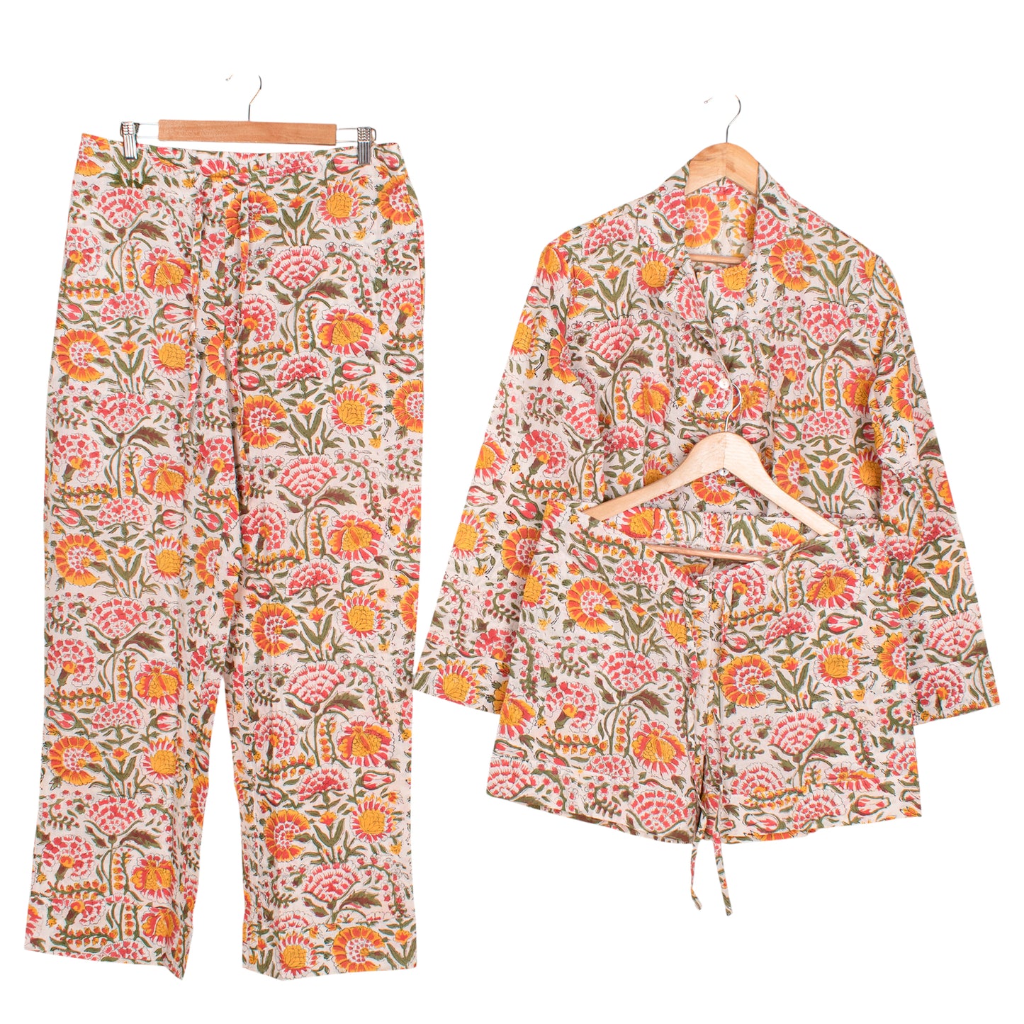 Women's Relaxed Fit Cotton Pajama Set – Light, Cooling & All-Night Comfortable Sleepwear | Handcrafted Print Pajama Set