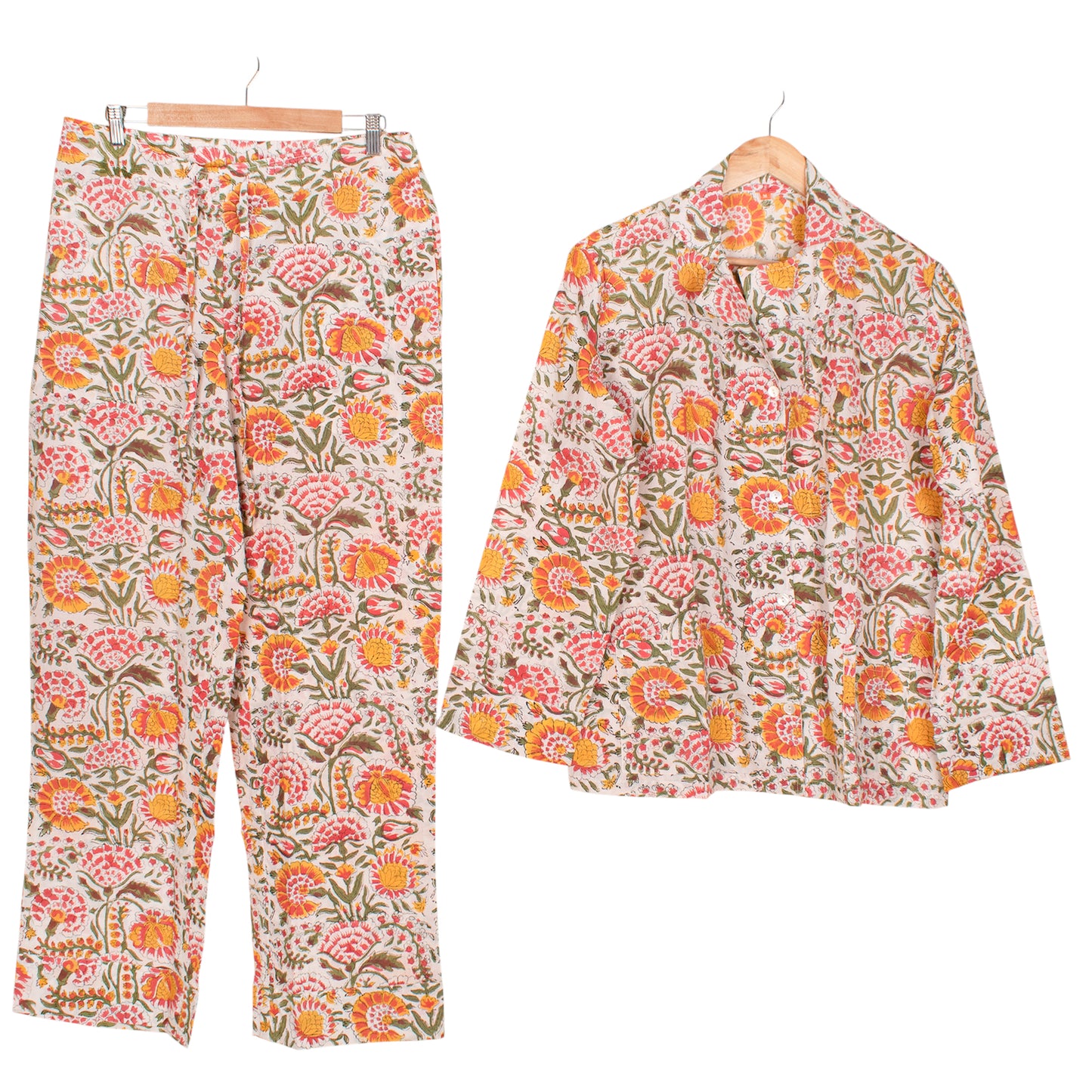 Women's Relaxed Fit Cotton Pajama Set – Light, Cooling & All-Night Comfortable Sleepwear | Handcrafted Print Pajama Set