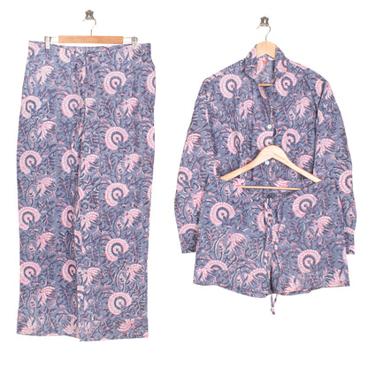 Classic Cotton Pajama Set for Women – Button-Down Nightwear with Soft Drawstring Pants | Everyday Comfort Sleep Set