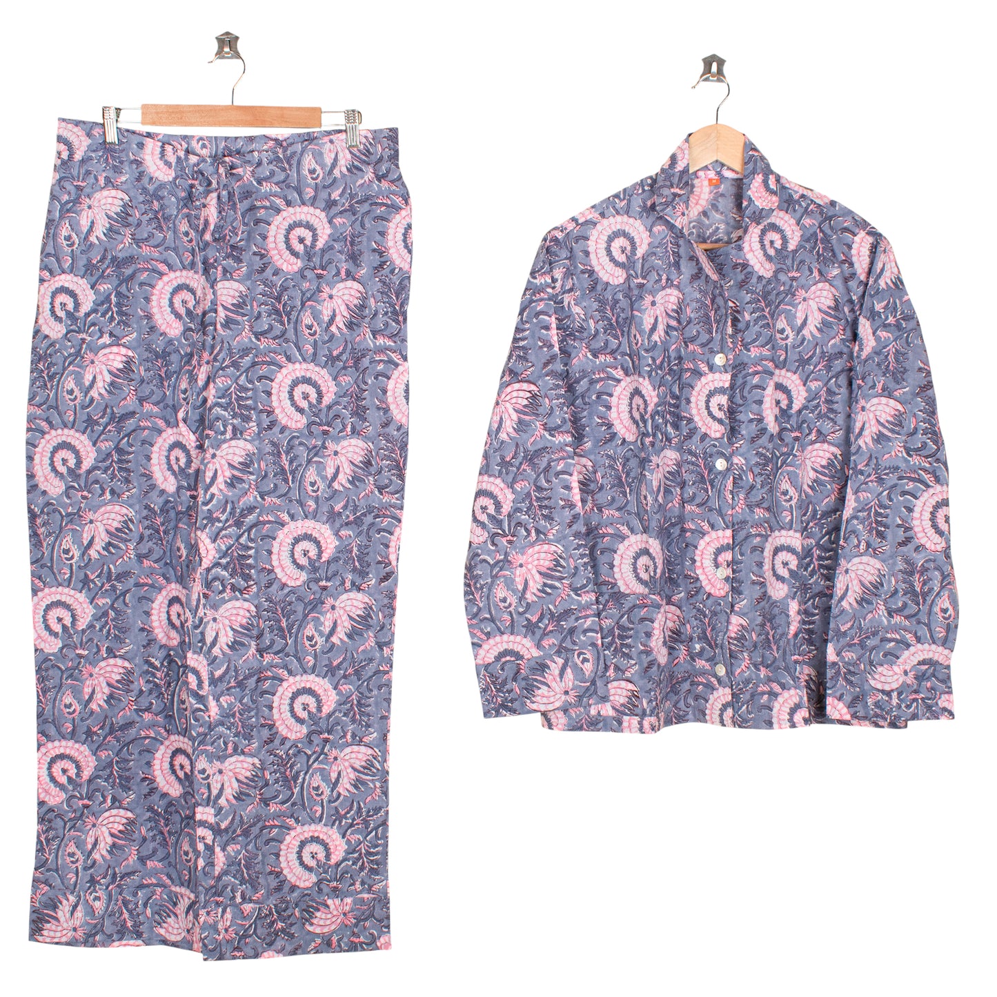 Classic Cotton Pajama Set for Women – Button-Down Nightwear with Soft Drawstring Pants | Everyday Comfort Sleep Set