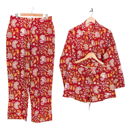 Women's Printed Cotton Cozy PJ Set – Lightweight, Moisture-Wicking Night Suit | Ideal for Sleep, Relaxing & Travel