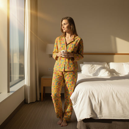 Women's Premium 100% Cotton PJ Set – Soft, Breathable, Handcrafted Nightwear | Lightweight Pajama Set for Comfortable Sleep & Daily Lounging