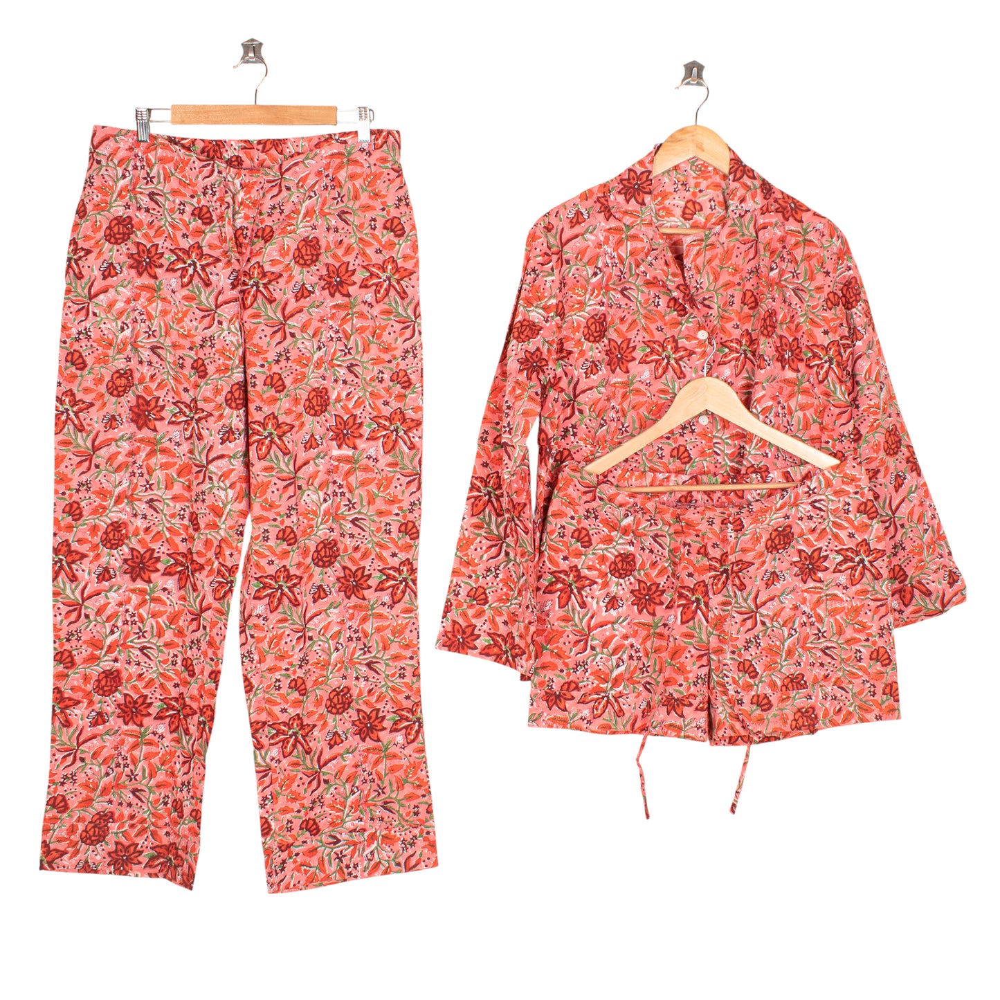 Hand Block Printed Cotton Pajama Set for Women – Ultra-Soft, Skin-Friendly Nightwear | Relaxed Fit Sleepwear for All-Season Comfort